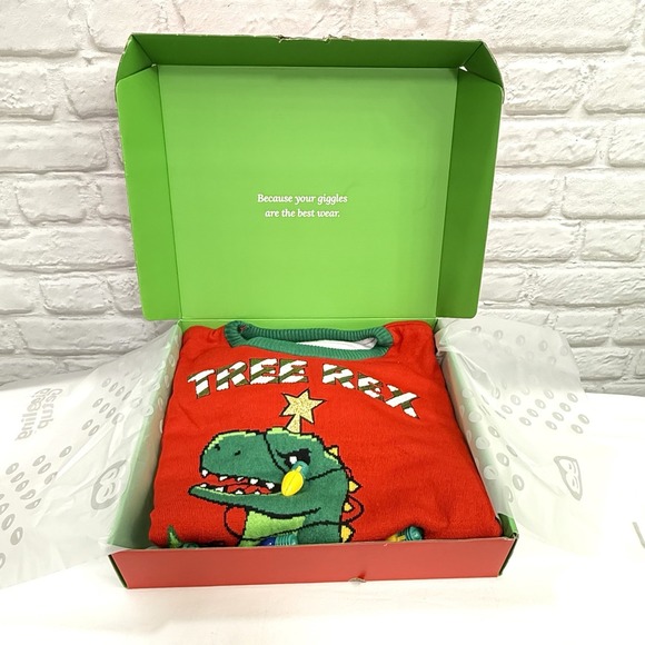 Giggling Getup L Ugly Christmas Sweater LED Light Up Christmas Dinosaur Tree Rex - Picture 6 of 13
